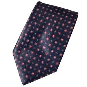 Navy Tie Red Accents Polyester Made in USA Botany 500